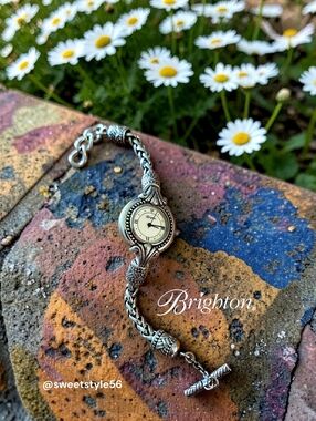 BRIGHTON "Calgary" Vintage Silver Toggle Watch TIMELESS CHIC!